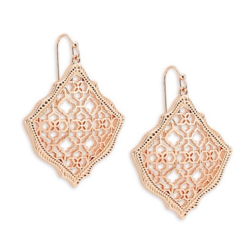 NEW - Kendra Scott Kirsten filigree rose gold plated drop earrings.